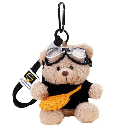 New Camera Plush Bear Pendant Sweater Panda Doll Keychain Creative Sunglasses Car Key Ring Gifts
